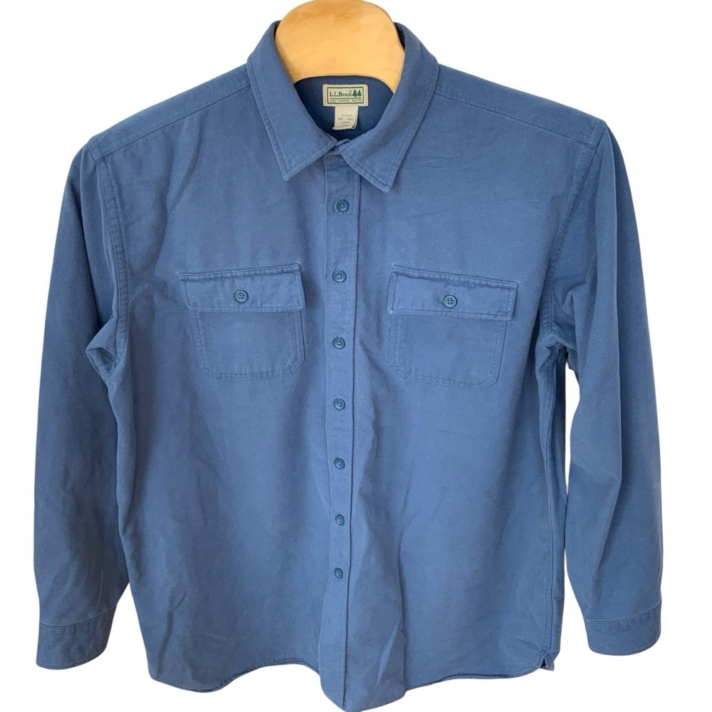 LL Bean Long Sleeve Button Up Mens Shirt XXL 2X Tall Heavyweight Flannel Chamois